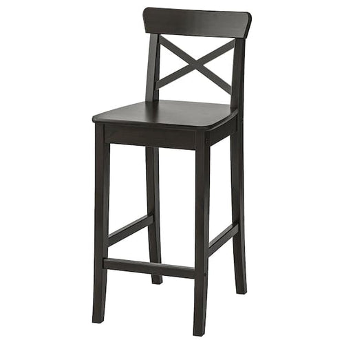 INGOLF - Bar stool with backrest, brown-black, 63 cm