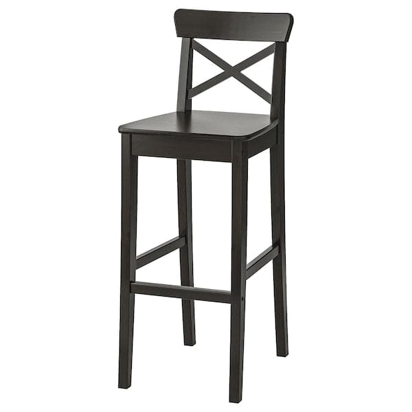 INGOLF - Bar stool with backrest, brown-black, 74 cm - best price from Maltashopper.com 90248515