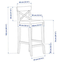 INGOLF - Bar stool with backrest, brown-black, 74 cm - best price from Maltashopper.com 90248515