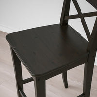 INGOLF - Bar stool with backrest, brown-black, 63 cm - best price from Maltashopper.com 40248513