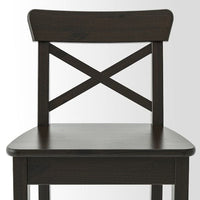 INGOLF - Bar stool with backrest, brown-black, 63 cm - Premium Chairs from Ikea - Just €90.99! Shop now at Maltashopper.com