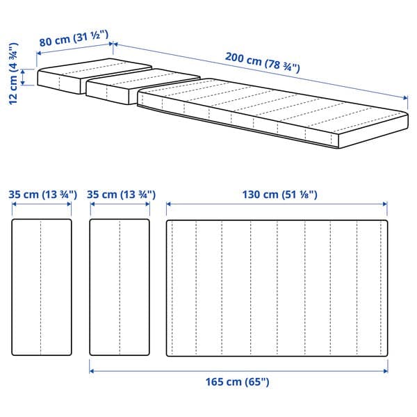 INNERLIG 80x200 cm extendable bed spring mattress
