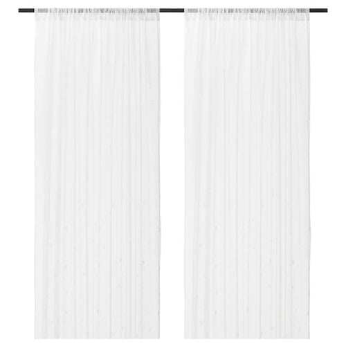 IRMALI - Thin curtain, 2 sheets, white polka dot, 145x300 cm