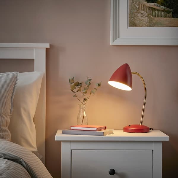 Ikea ISNÅLEN - LED work lamp, red / brass colour ,