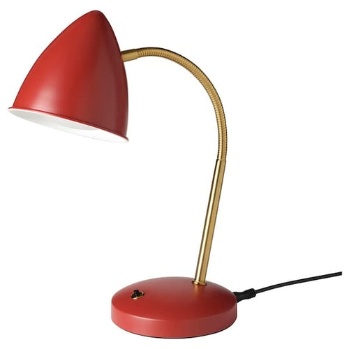 ISNÅLEN - LED work lamp, red / brass colour ,