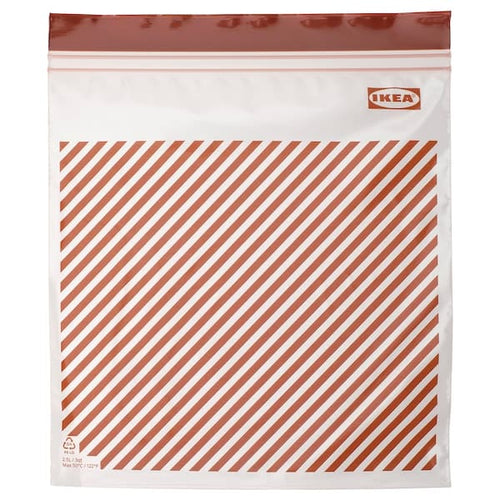 ISTAD - Resealable bag, stripe red/brown, 2.5 l