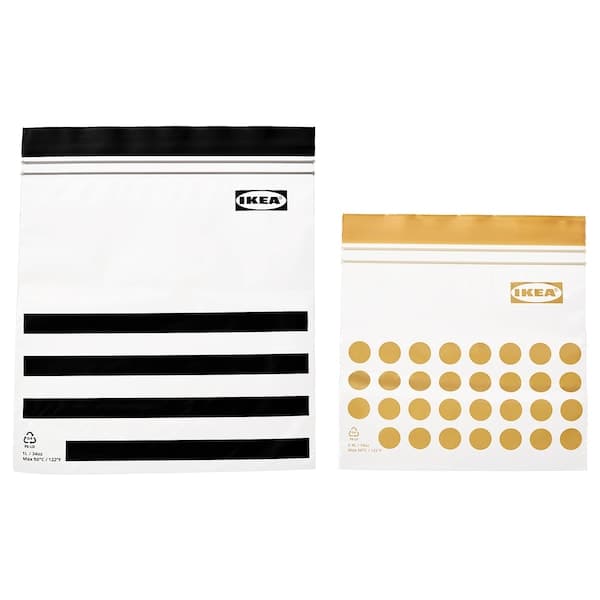 Ikea ISTAD - Resealable bag, patterned/black yellow, 1/0.4 l