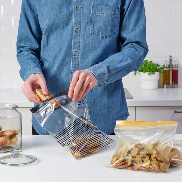 Ikea ISTAD - Resealable bag, patterned black/yellow, 2.5/1.2 l