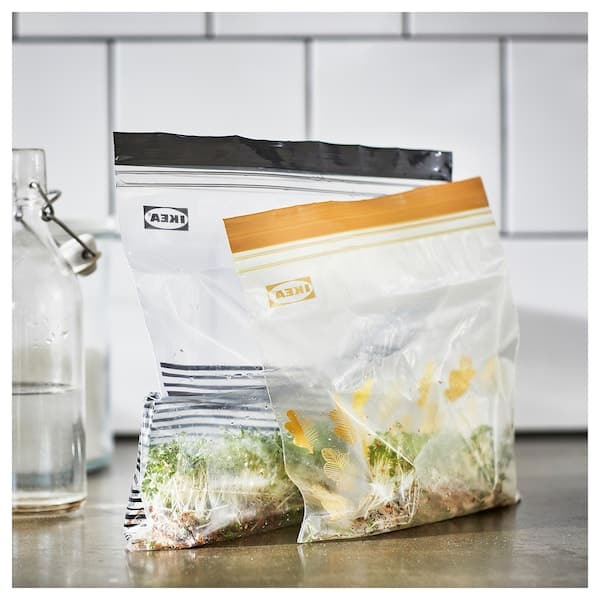 Ikea ISTAD - Resealable bag, patterned black/yellow, 2.5/1.2 l