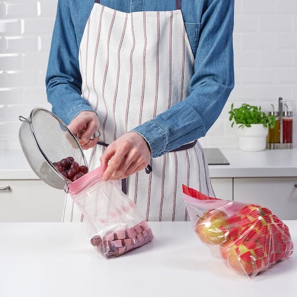 Ikea ISTAD - Resealable bag, patterned red/pink, 2.5/1.2 l