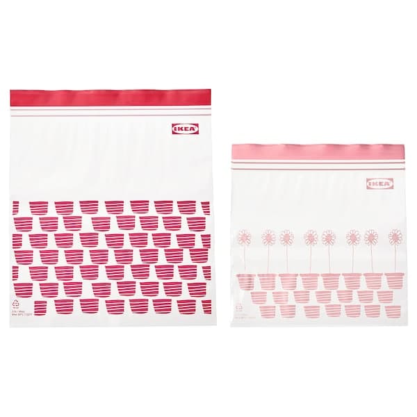 ISTAD - Resealable bag, patterned red/pink, 2.5/1.2 l - best price from Maltashopper.com 80525674