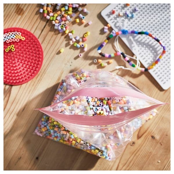 Ikea ISTAD - Resealable bag, patterned red/pink, 2.5/1.2 l