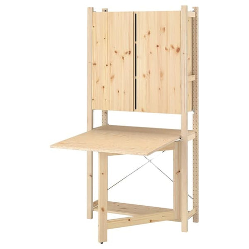 IVAR - 1 sec/storage unit w foldable table, pine, 89x30x179 cm