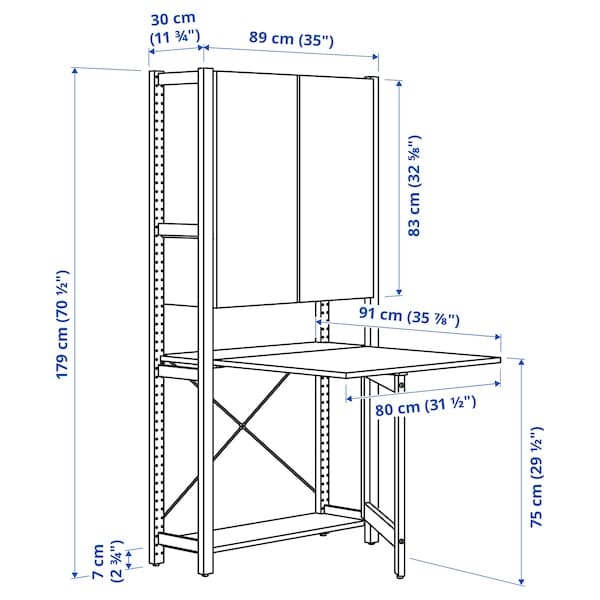 IVAR - 1 section/folding table, pine, , 89x30x179 cm - best price from Maltashopper.com 79469527