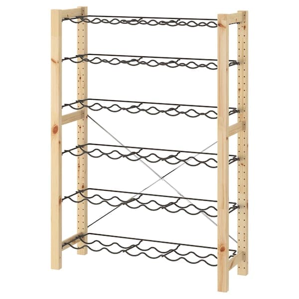 Ikea IVAR - 1 section/bottle racks, pine/grey, 89x30x124 cm