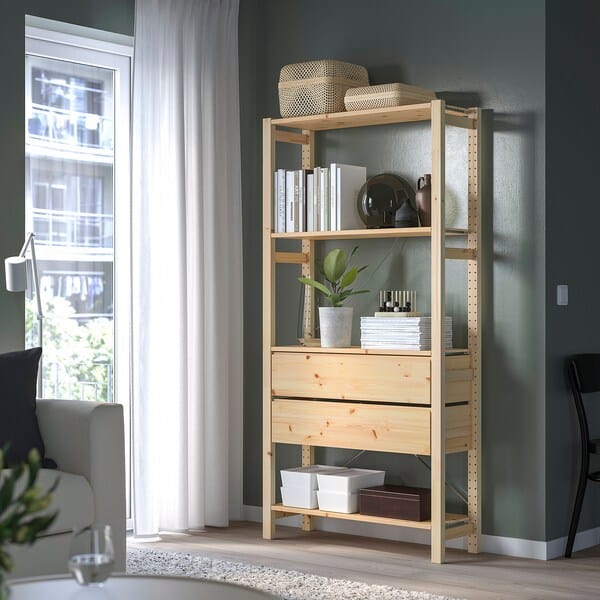 Ikea IVAR - 1 section/shelves/drawers, pine, 89x30x179 cm