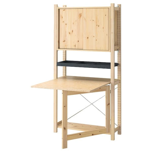 IVAR - 1 sec/foldable table/sliding door, pine/felt, 89x30x179 cm