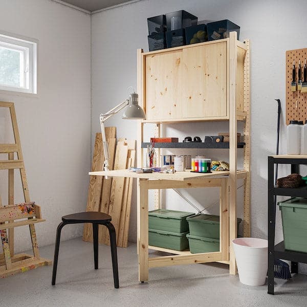 Ikea IVAR - 1 sec/foldable table/sliding door, pine/felt, 89x30x179 cm