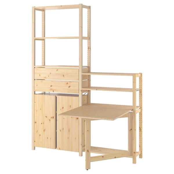 Ikea IVAR - 2 sec/storage unit w foldable table, pine, 175x30x226 cm