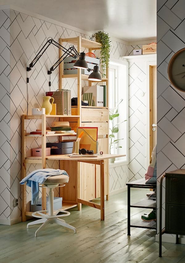 Ikea IVAR - 2 sec/storage unit w foldable table, pine, 175x30x226 cm