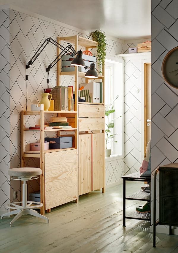 Ikea IVAR - 2 sec/storage unit w foldable table, pine, 175x30x226 cm