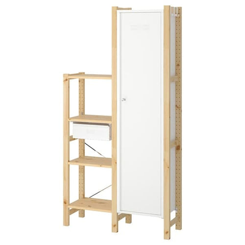 IVAR - 2 sections/shelves/mobile, pine/white, , 92x30x179 cm