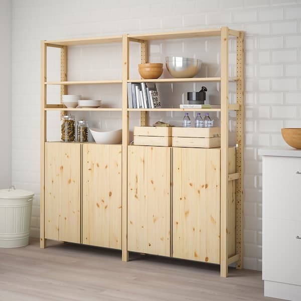Ikea IVAR - 2 sections/shelves/cabinet, pine, 174x30x179 cm