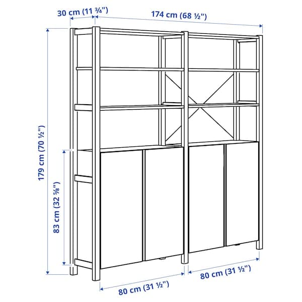 IVAR - 2 sections/floors/mobile, pine, , 174x30x179 cm - best price from Maltashopper.com 39403939