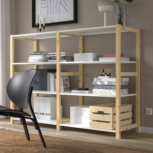 Ikea IVAR - 2 sections/shelves, pine/metal white, 175x50x124 cm