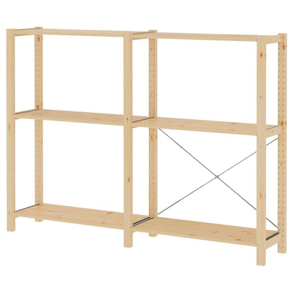 IVAR - 2 sections/shelves, pine, 174x30x124 cm