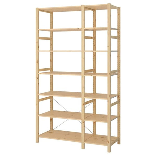 IVAR - 2 sections/shelves, pine, 134x50x226 cm