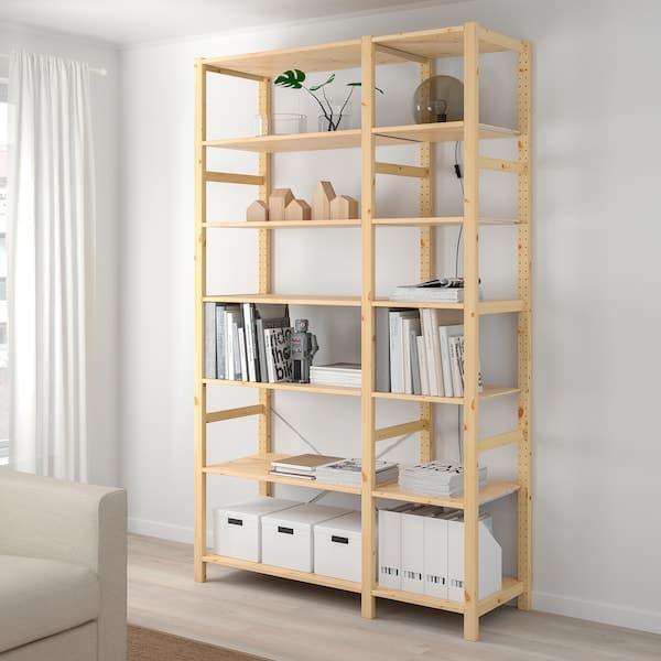 Ikea IVAR - 2 sections/shelves, pine, 134x50x226 cm