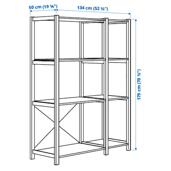 Ikea IVAR - 2 sections/shelves, pine, 134x50x179 cm