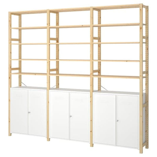 IVAR - 3 sections/cabinet/shelves, pine/white, 259x30x226 cm - best price from Maltashopper.com 69403829