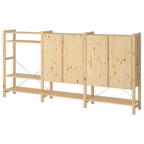 Ikea IVAR - 3 sections/shelves/cabinet, pine, 259x30x124 cm