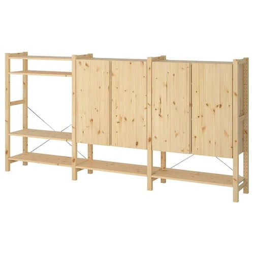 IVAR - 3 sections/shelves/cabinet, pine, 259x30x124 cm