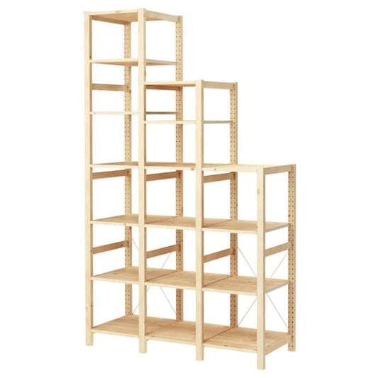 Ikea IVAR - 3 sections/shelves, pine, 139x50x124-226 cm