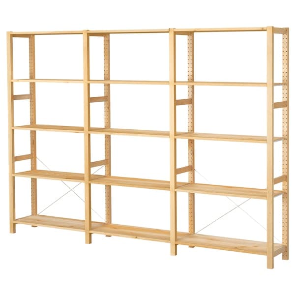 Ikea IVAR - 3 sections/shelves, pine, 259x30x179 cm