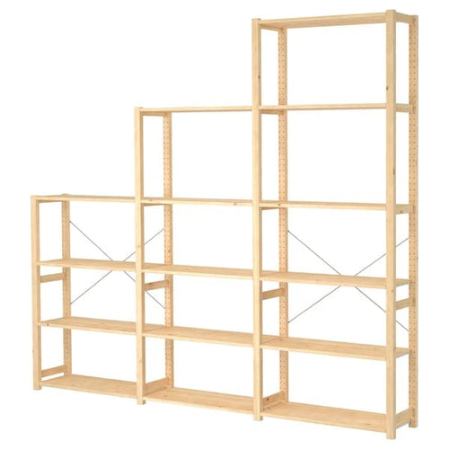 IVAR - 3 sections/shelves, pine, 259x30x226 cm