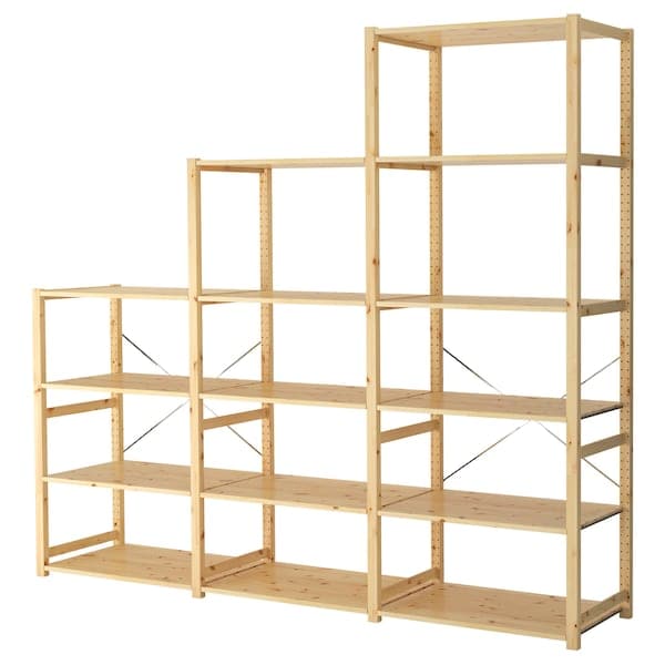 Ikea IVAR - 3 sections/shelves, pine, 259x50x226 cm