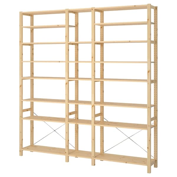 Ikea IVAR - 3 sections/shelves, pine, 219x30x226 cm