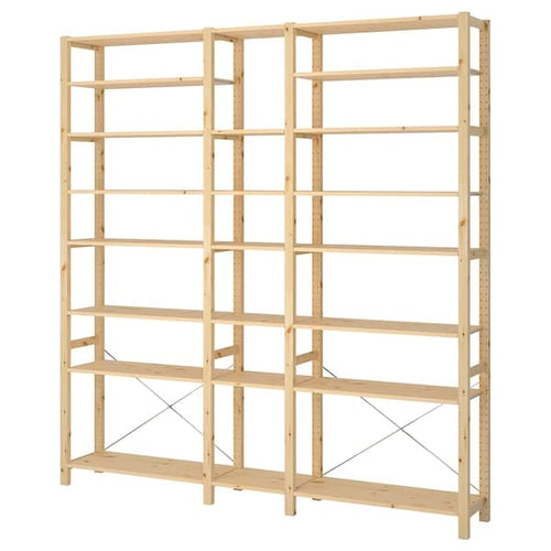 IVAR - 3 sections/shelves, pine, 219x30x226 cm