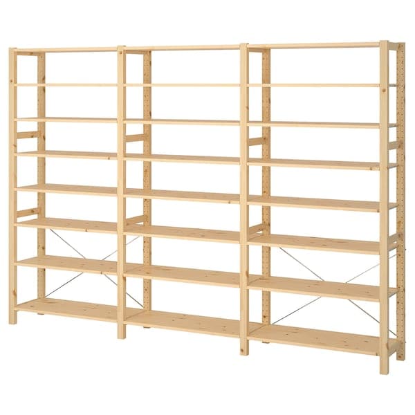 Ikea IVAR - 3 sections/shelves, pine, 259x30x179 cm