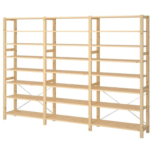 IVAR - 3 sections/shelves, pine, 259x30x179 cm