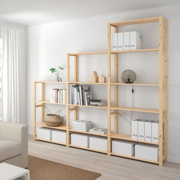 Ikea IVAR - 3 sections/shelves, pine, 259x30x226 cm