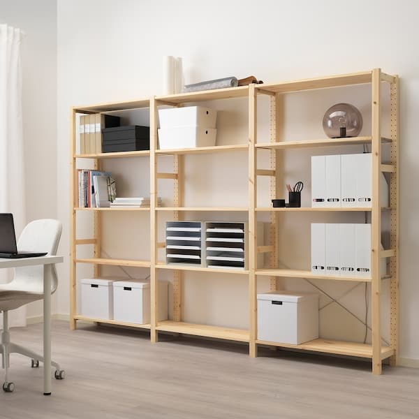 Ikea IVAR - 3 sections/shelves, pine, 259x30x179 cm