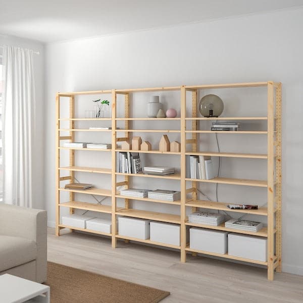 Ikea IVAR - 3 sections/shelves, pine, 259x30x179 cm