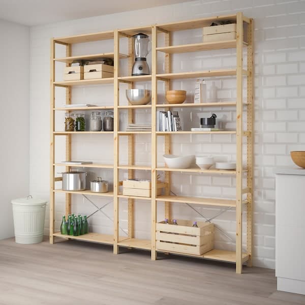 IVAR - 3 sections/shelves, pine, 219x30x226 cm - best price from Maltashopper.com 89403946