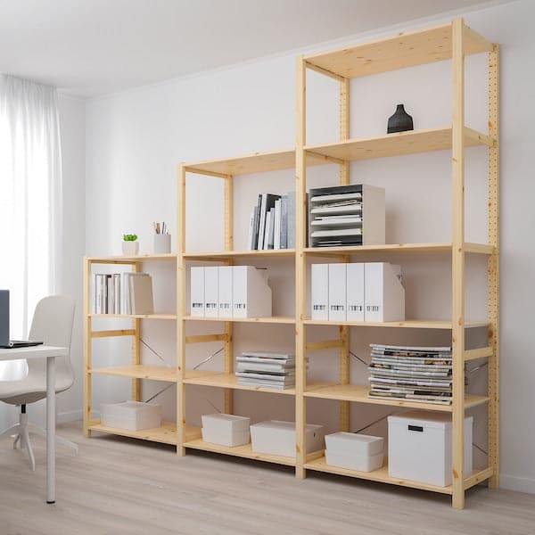 Ikea IVAR - 3 sections/shelves, pine, 259x50x226 cm