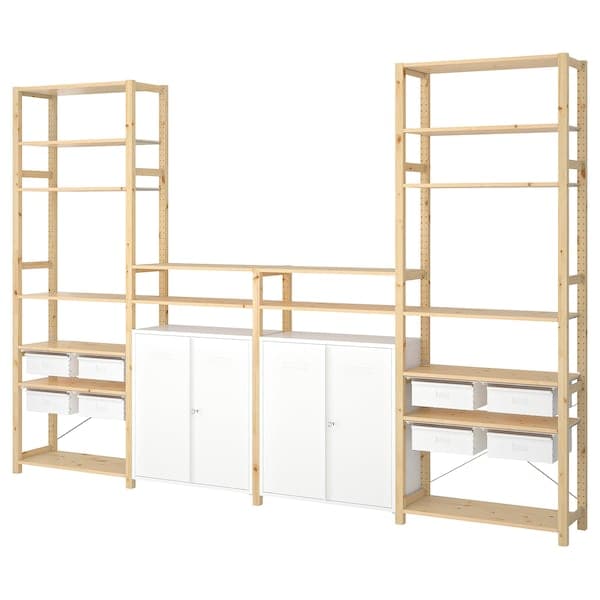 IVAR - 4 sections/floors/mobile, pine/white, , 344x30x226 cm